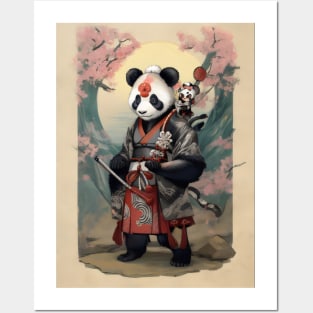 Japanese samurai panda Posters and Art